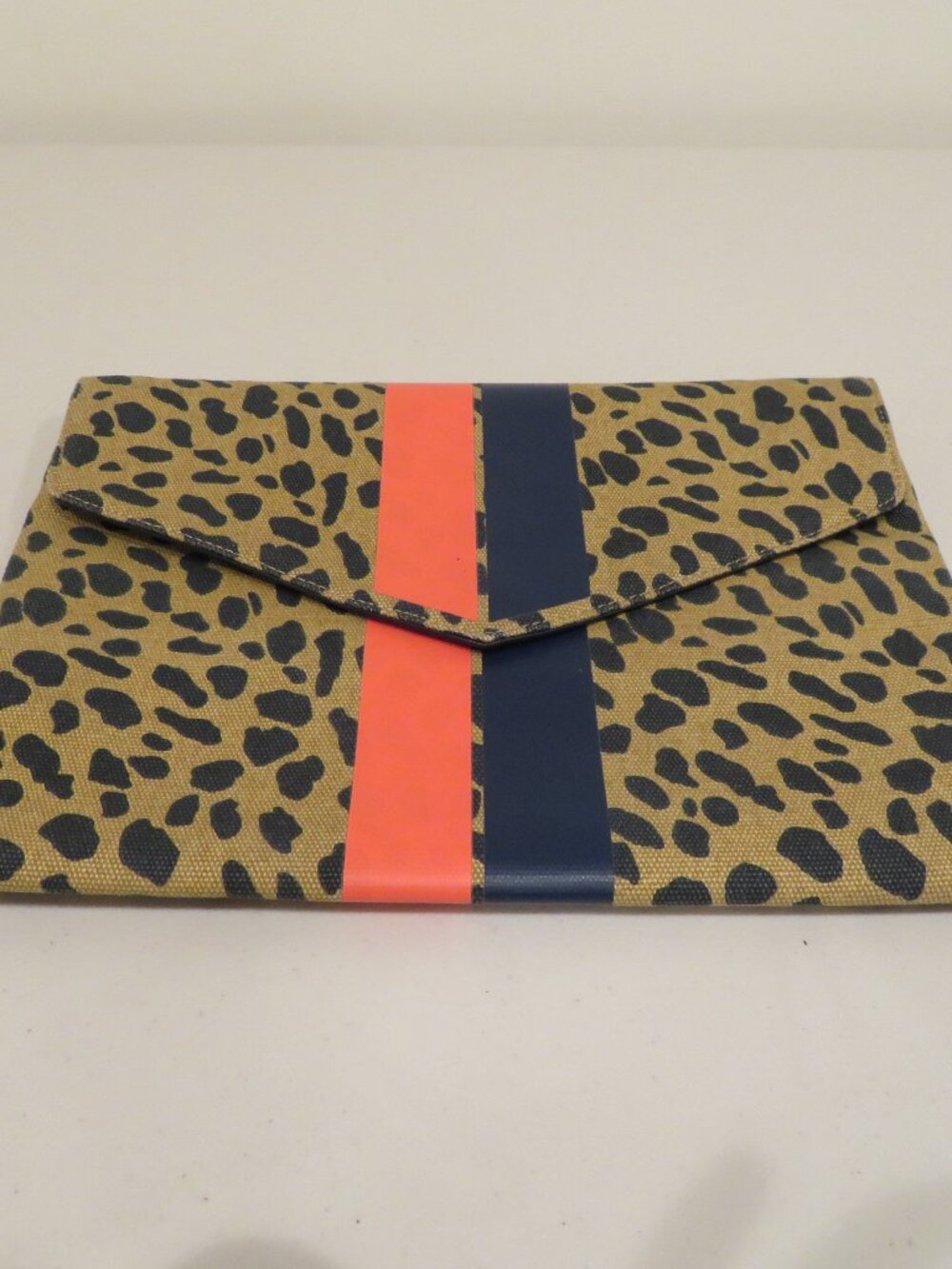 Stella & Dot Leopard Print Canvas Envelope Clutch